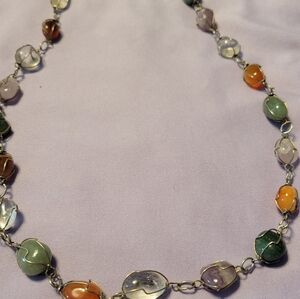 Vintage Stunning 1960"-70 Cage Gemstone Necklace 21 In